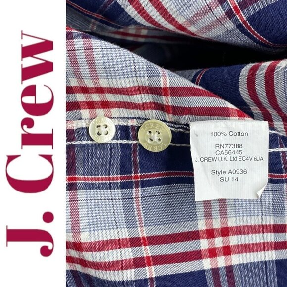 J. CREW FACTORY 100% Cotton Lightweight Summer Plaid Button Down Tailored Fit, M - Picture 7 of 9